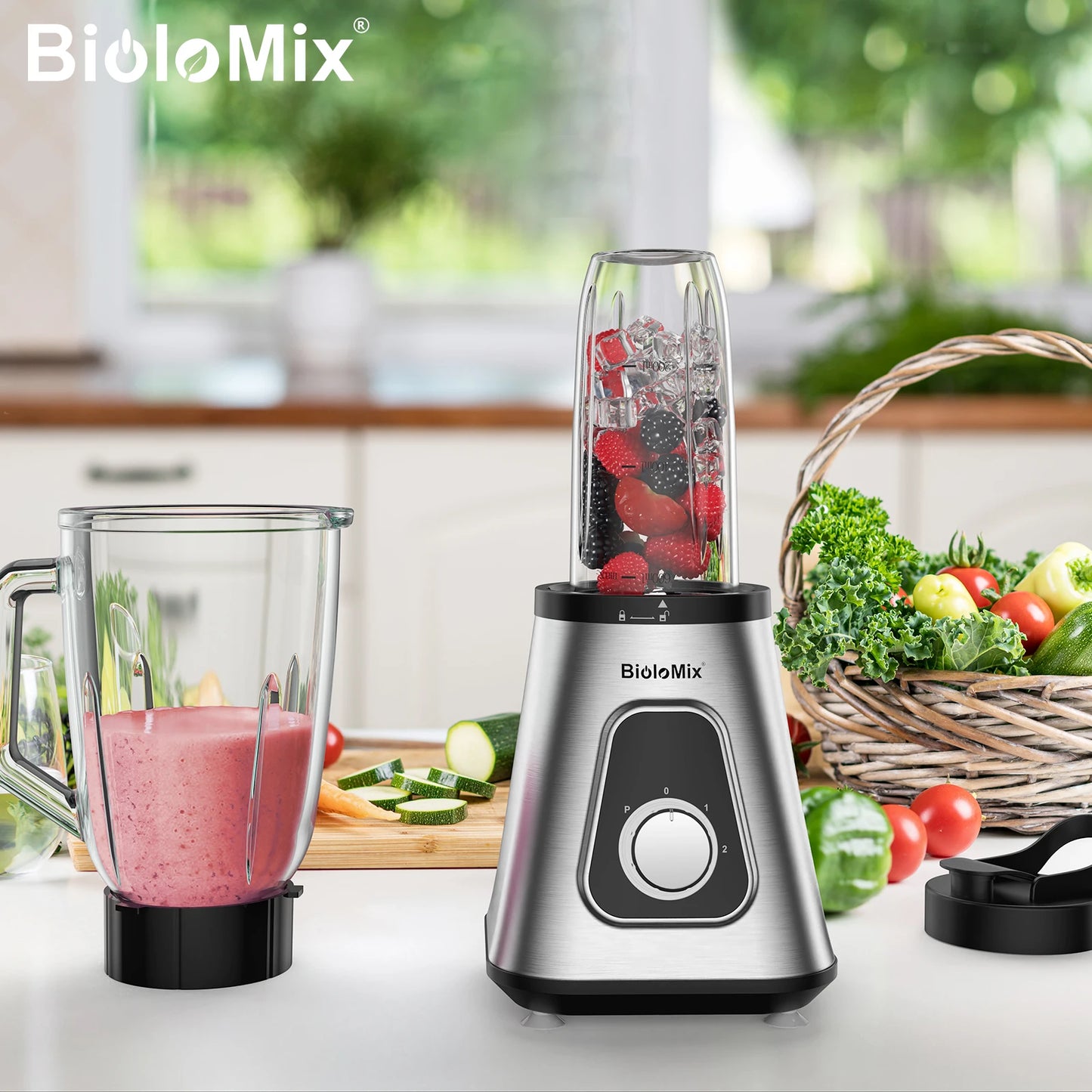 MixologyPro 1300W 2-in-1 Glass Blender Set