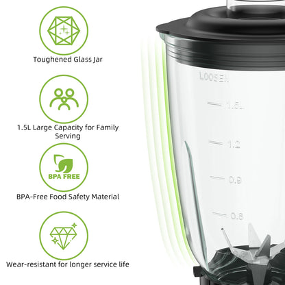 MixologyPro 1300W 2-in-1 Glass Blender Set