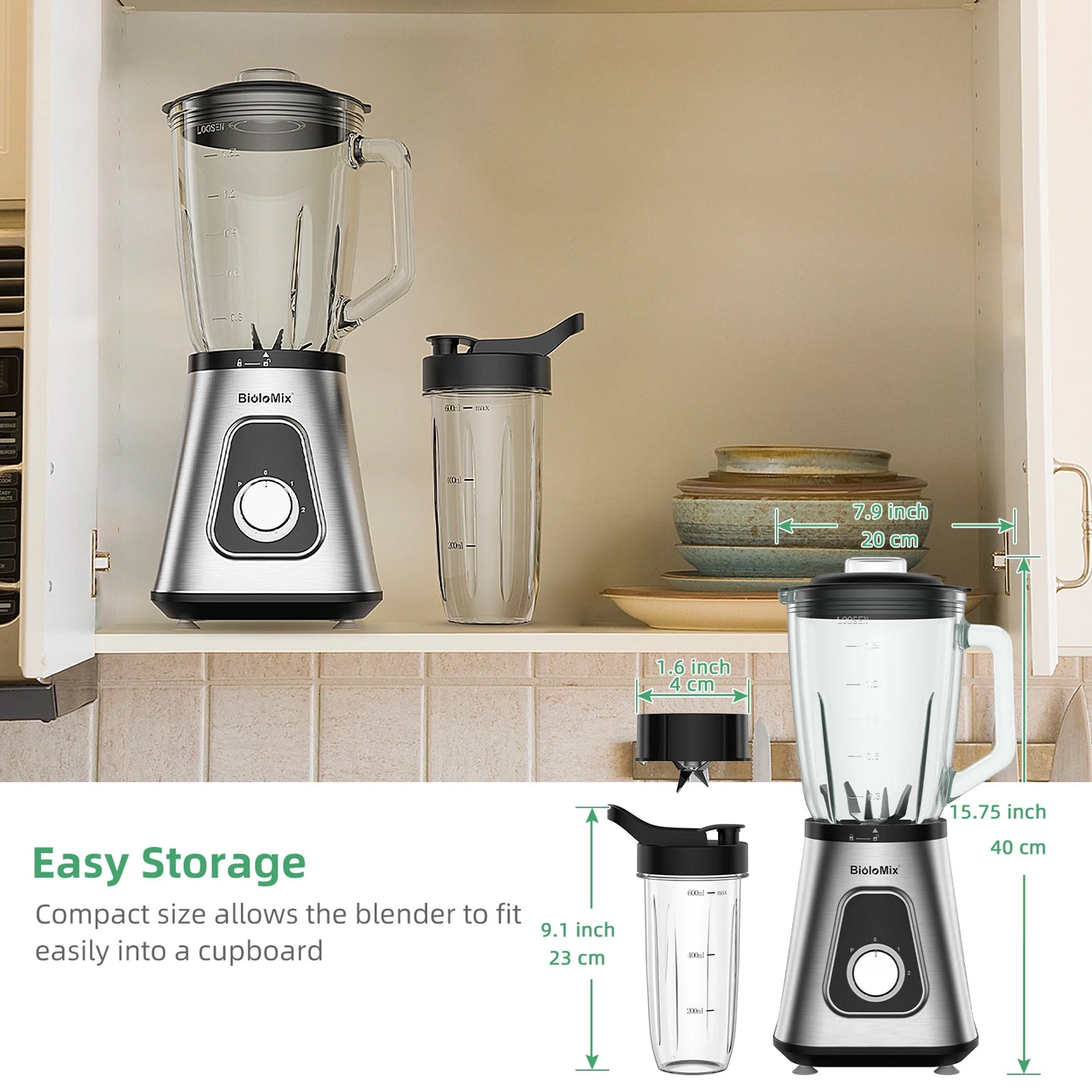 MixologyPro 1300W 2-in-1 Glass Blender Set